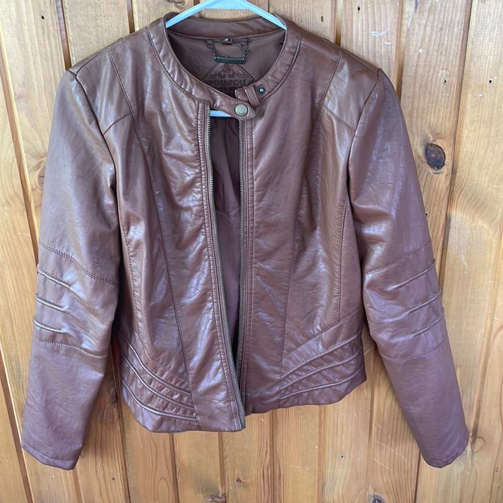 Never Worn Brown Faux Leather Jacket